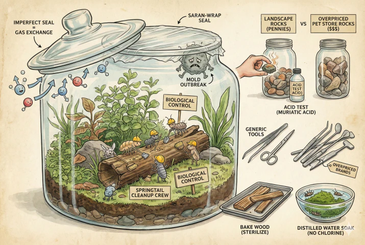 Bioactive Terrarium Design: Mold, Springtails & Hardscape