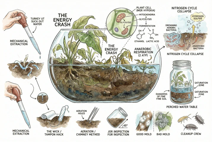 Overwatered Terrarium Fix: Save Your Drowned Plants