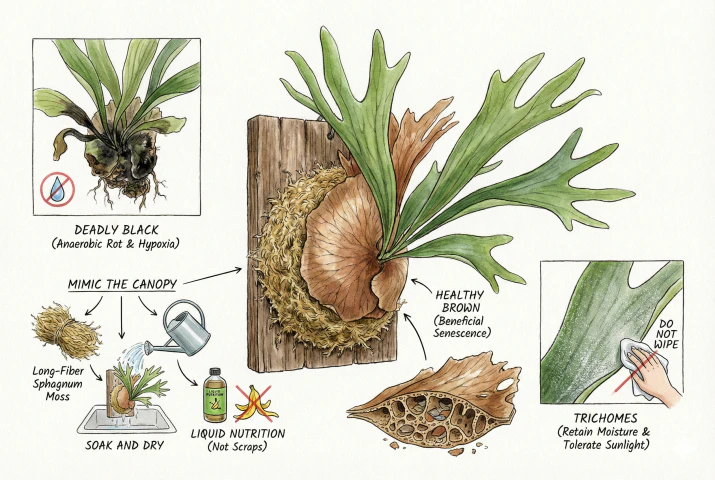Staghorn Fern: Brown Shield Fronds vs. Rot