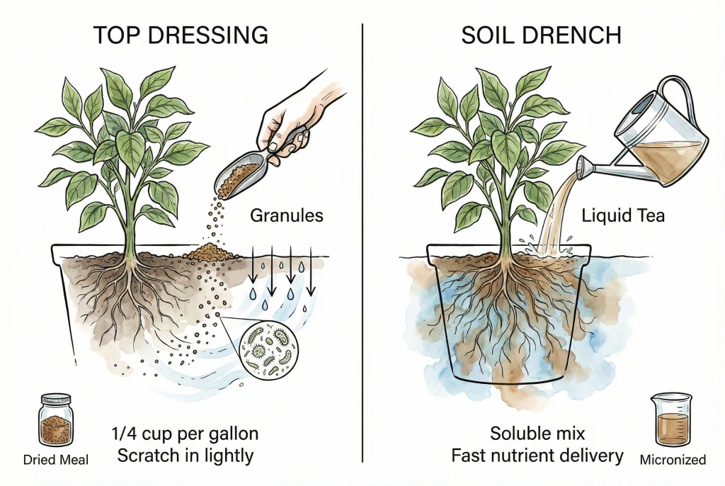Comparison of mixing fertilizer in water versus sprinkling on soil
