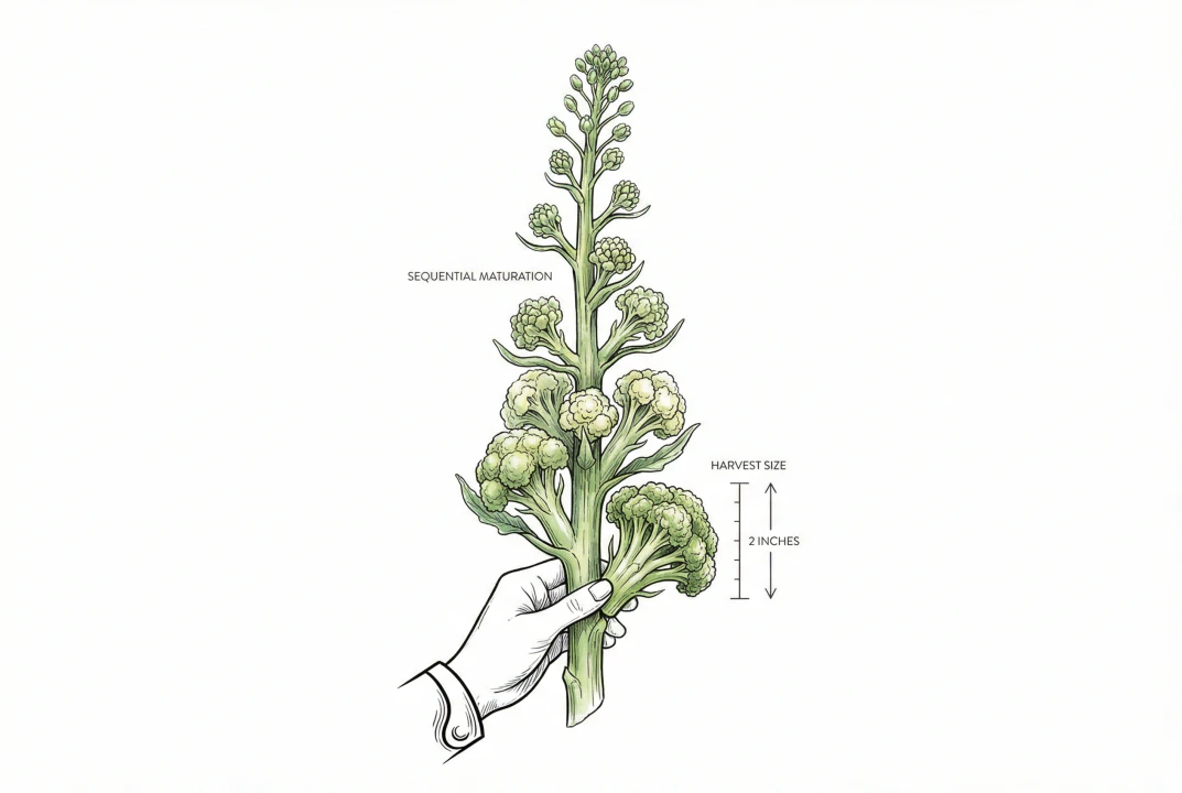 Harvesting lower florets while upper ones mature