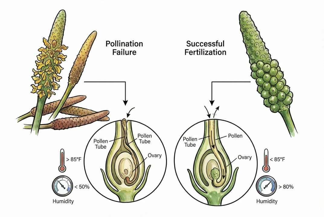 Yellowing and aborted anthurium spadix