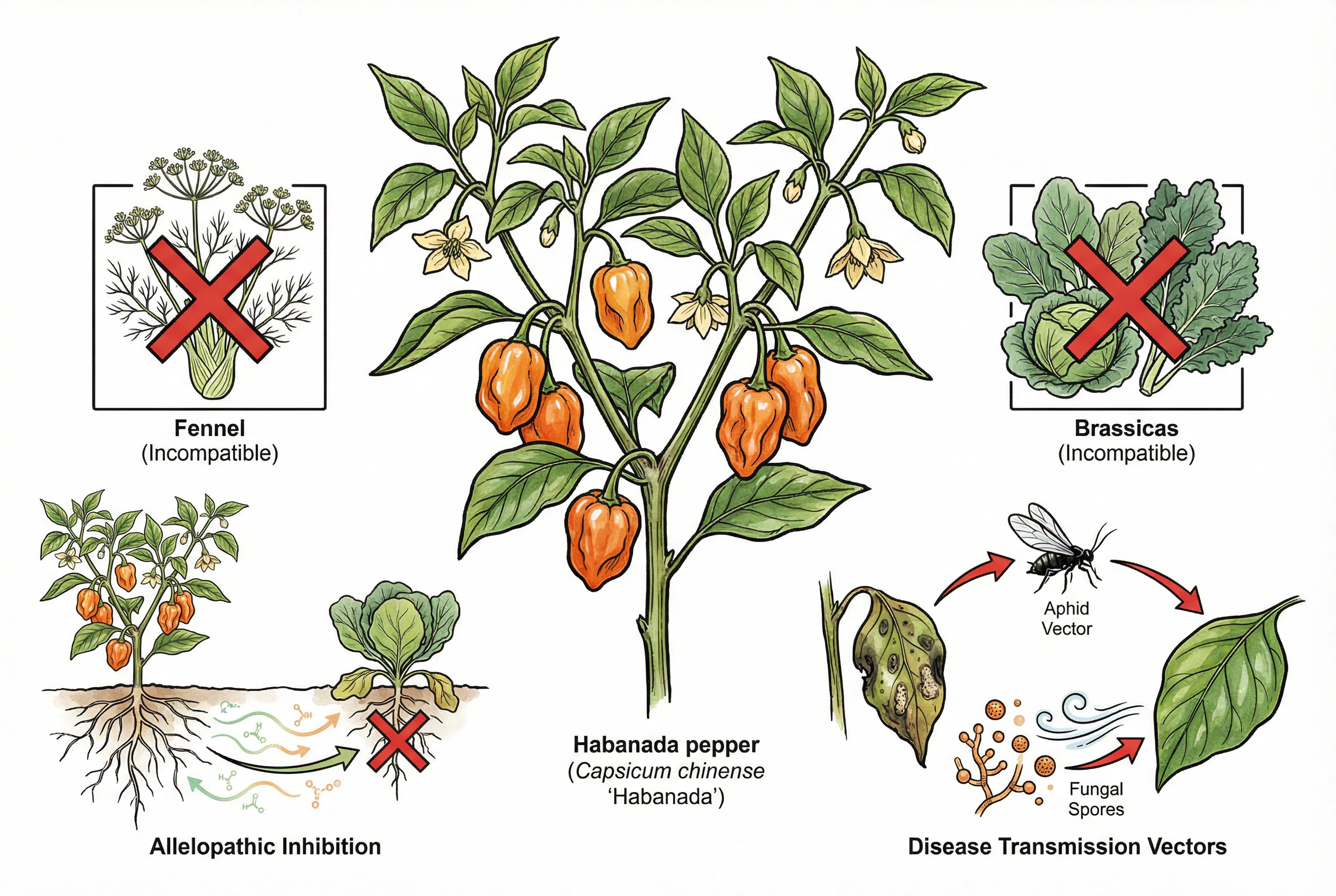 Incompatible plants that should not grow near peppers
