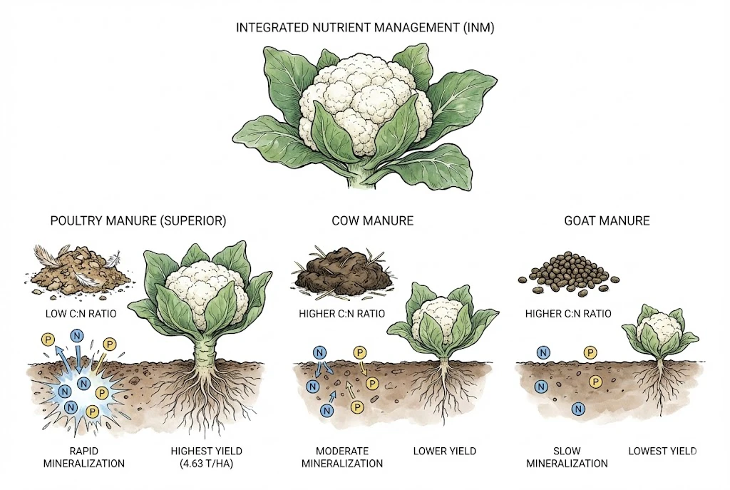Cauliflower Fertilizer Guide:Poultry vs. Ruminant Manure
