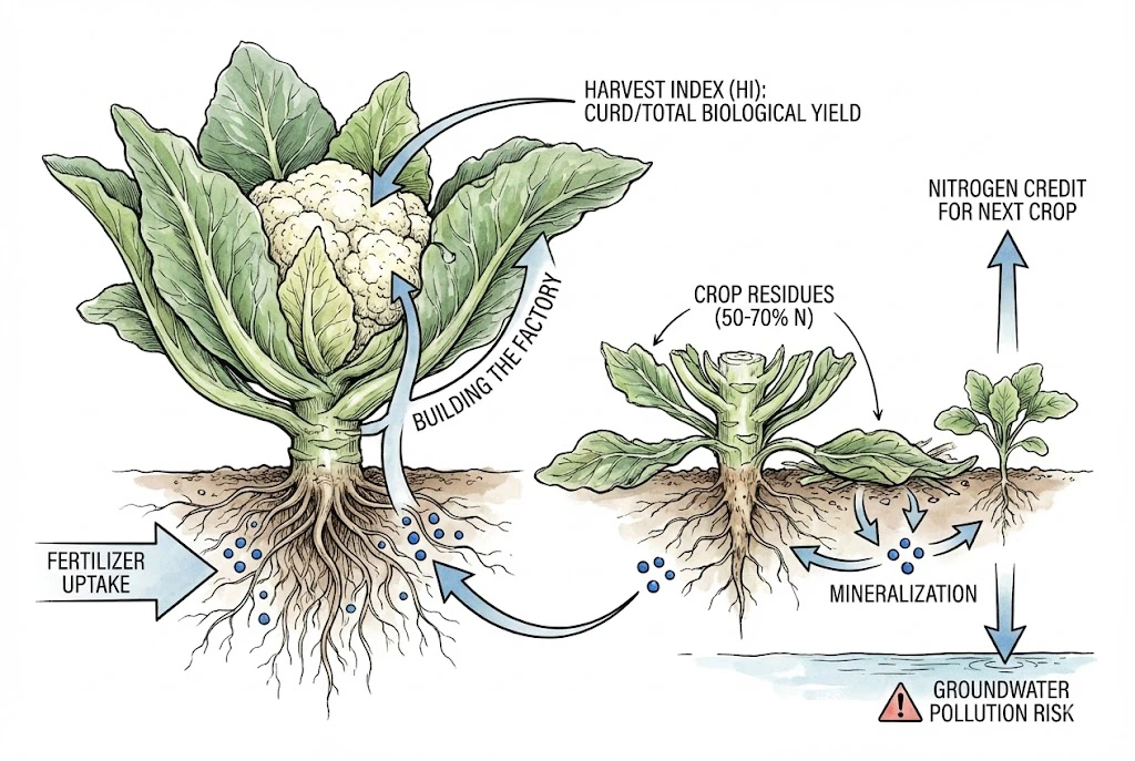 Cauliflower Fertilizer Guide:Biomass Partitioning and Harvest Index