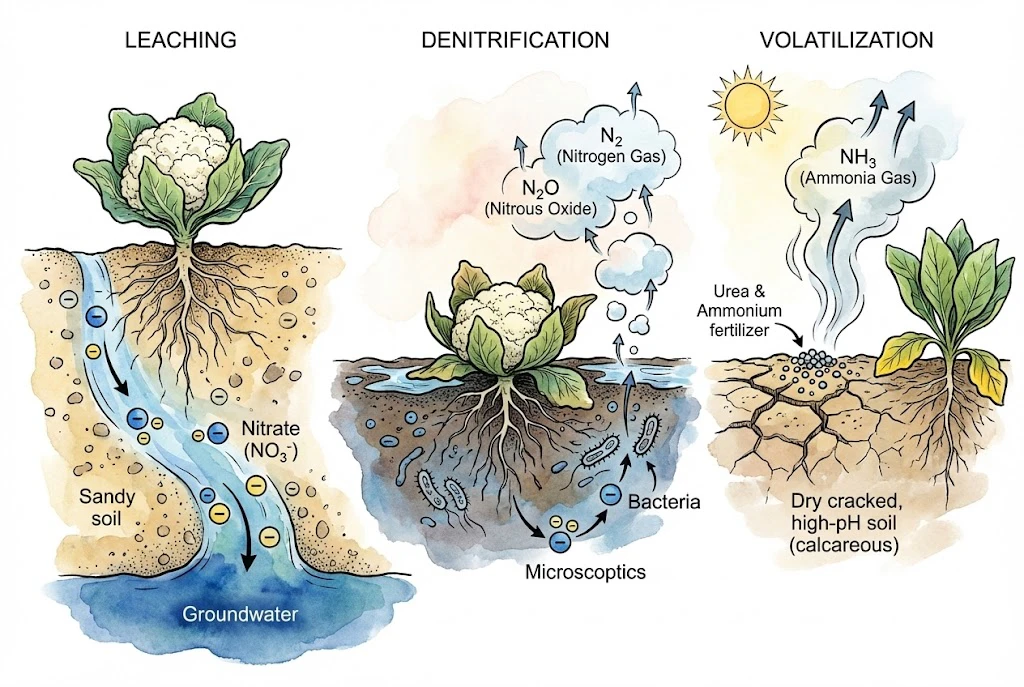 Cauliflower Fertilizer Guide:Environmental Nitrogen Losses