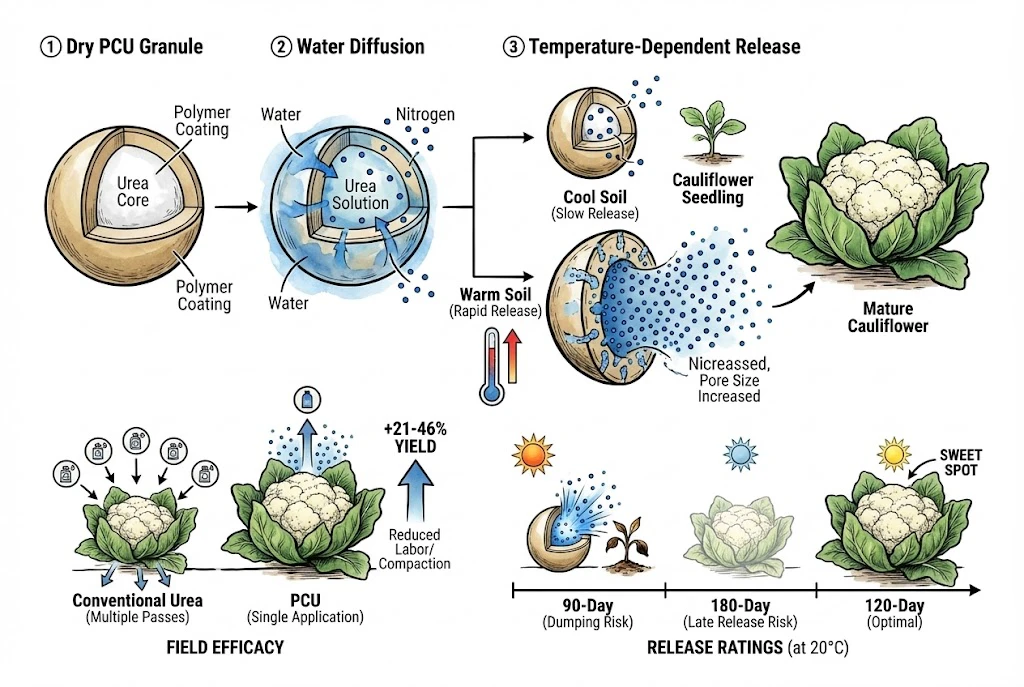 Cauliflower Fertilizer Guide:Controlled Release Fertilizers (CRF) and Polymer Coated Urea