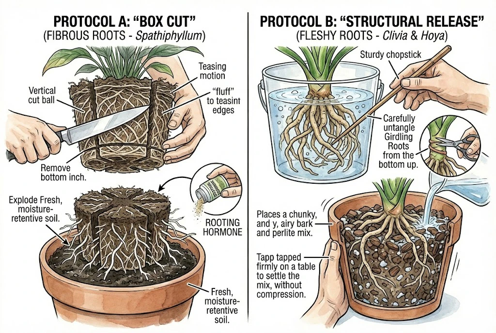 Root Pruning The "box cut" technique for slicing root balls.