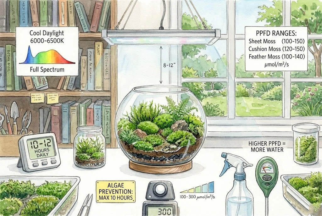 Full Spectrum LED Lighting Schedule for Moss Growth