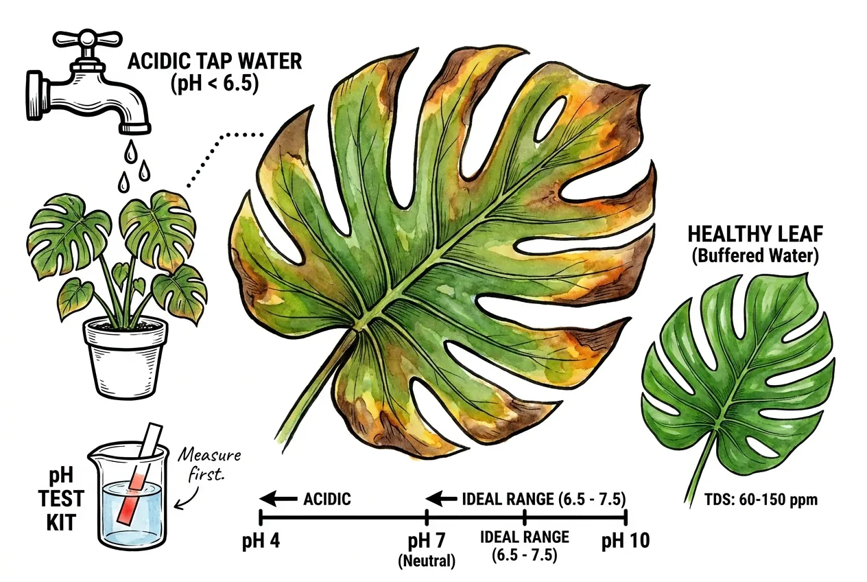 Tap water testing within safe pH and TDS range for plants