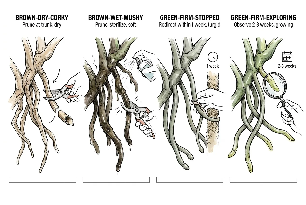 Four diagnostic states of aerial roots by color and texture