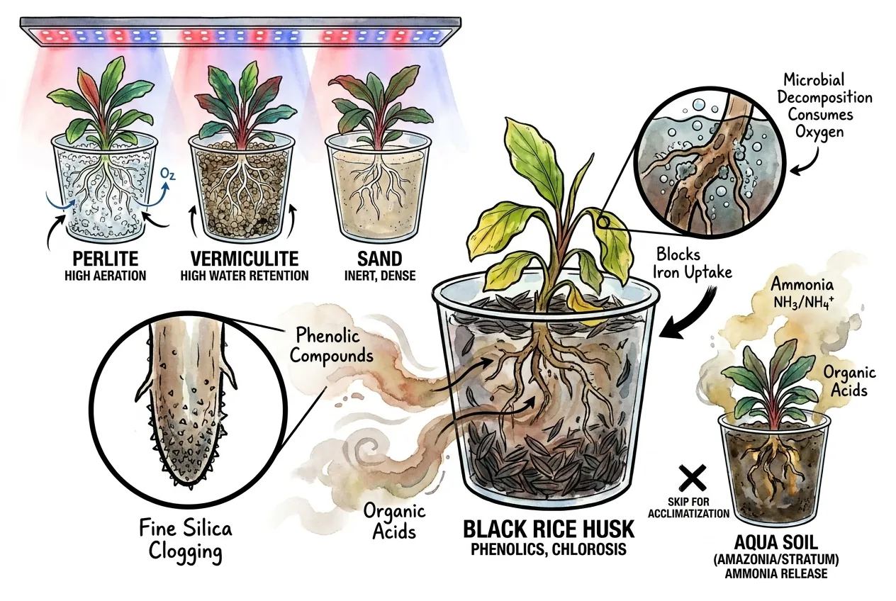 Black rice husk substrate causing chlorosis in cultured plantlets