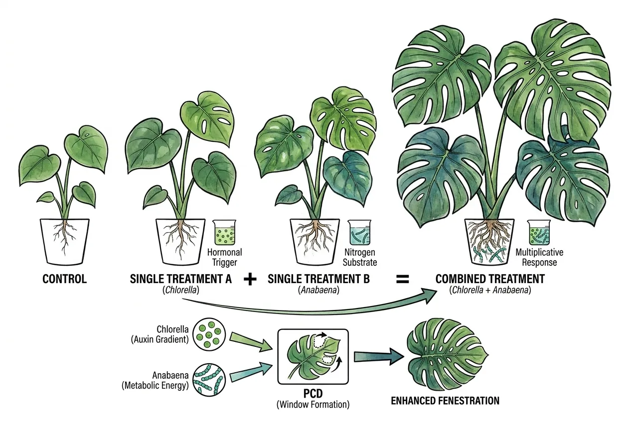 Combined treatment Monstera with maximum fenestration windows