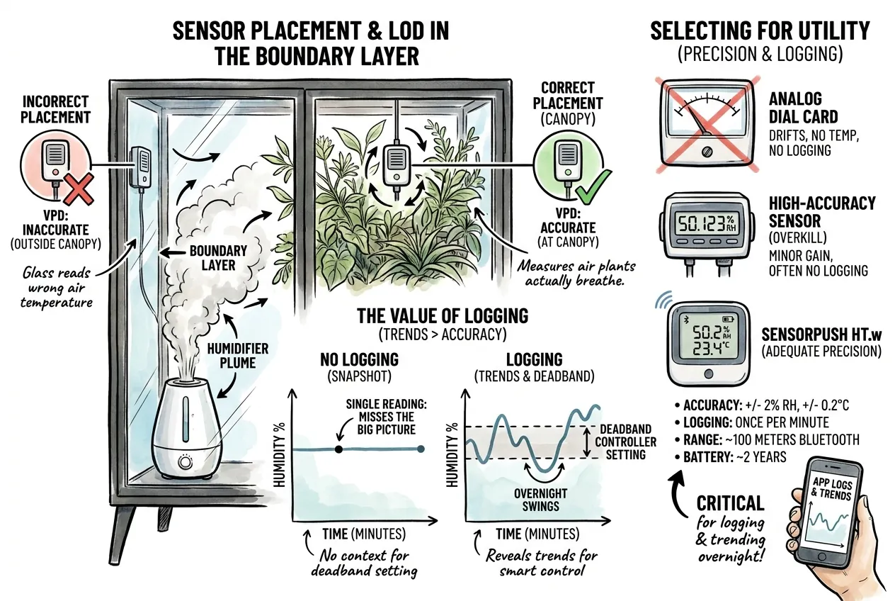 Sensor at canopy height reading different air than one on the glass