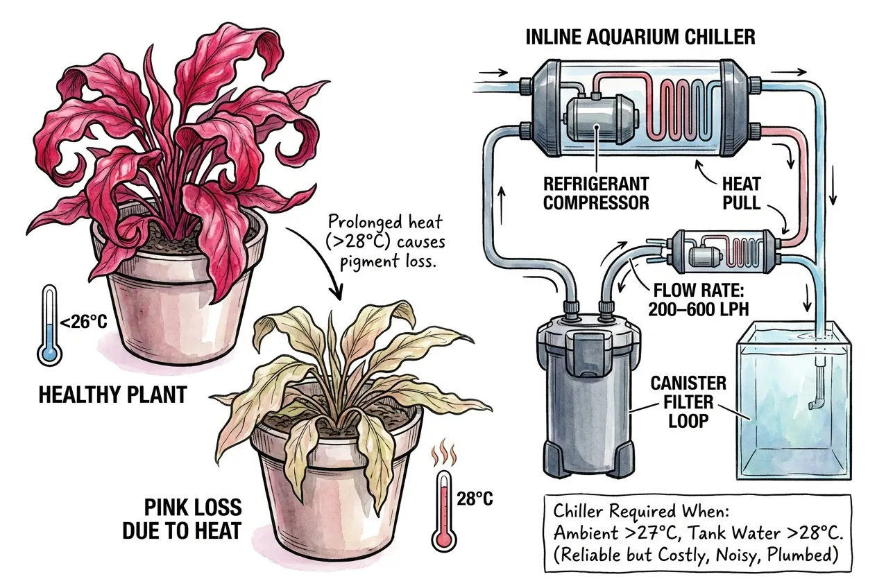Inline aquarium chiller plumbed into canister filter loop