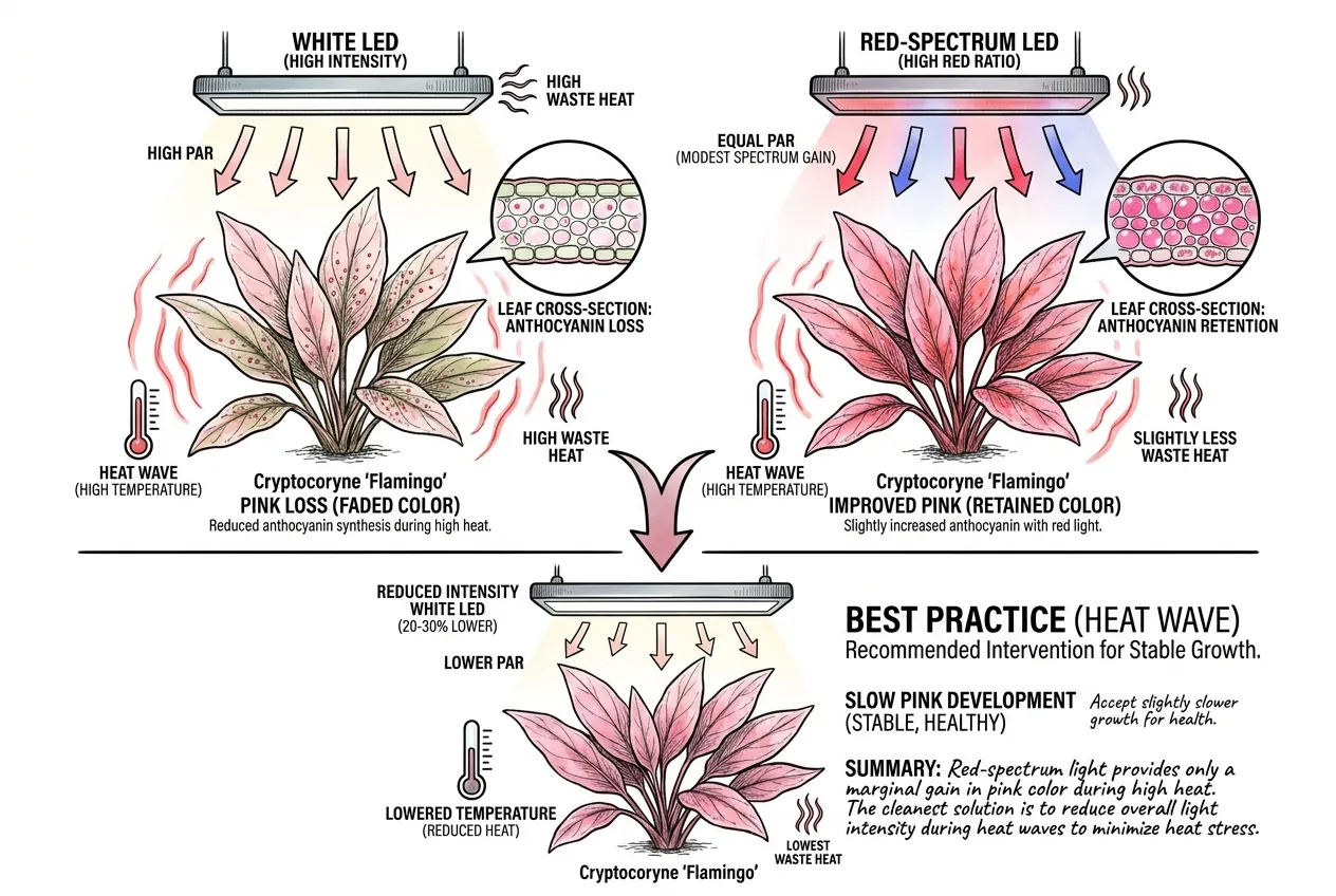 Red-spectrum LED light driving anthocyanin synthesis in Cryptocoryne
