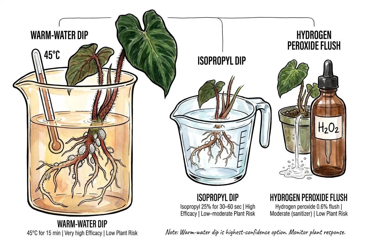 Bare-rooted verrucosum suspended over a thermostat-controlled warm water bath.