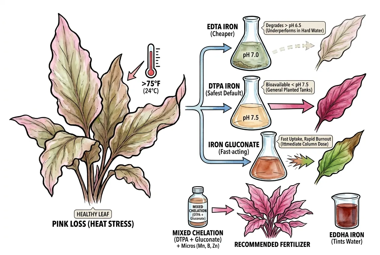 DTPA iron chelate molecule next to Cryptocoryne roots in substrate