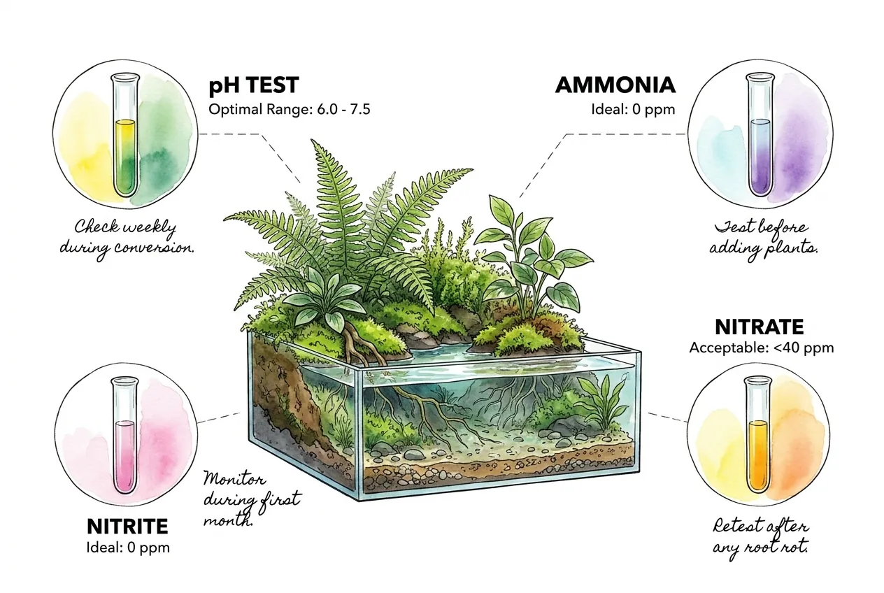 Aquarium test tubes for pH and nitrogen readings
