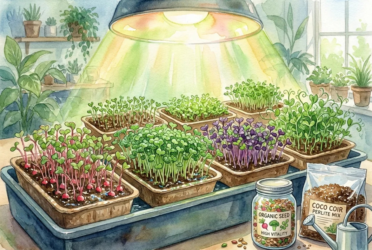 Microgreens Grow Kit Product Chooser: Trays, Light & Seed